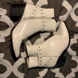 F21 White Ankle Boots